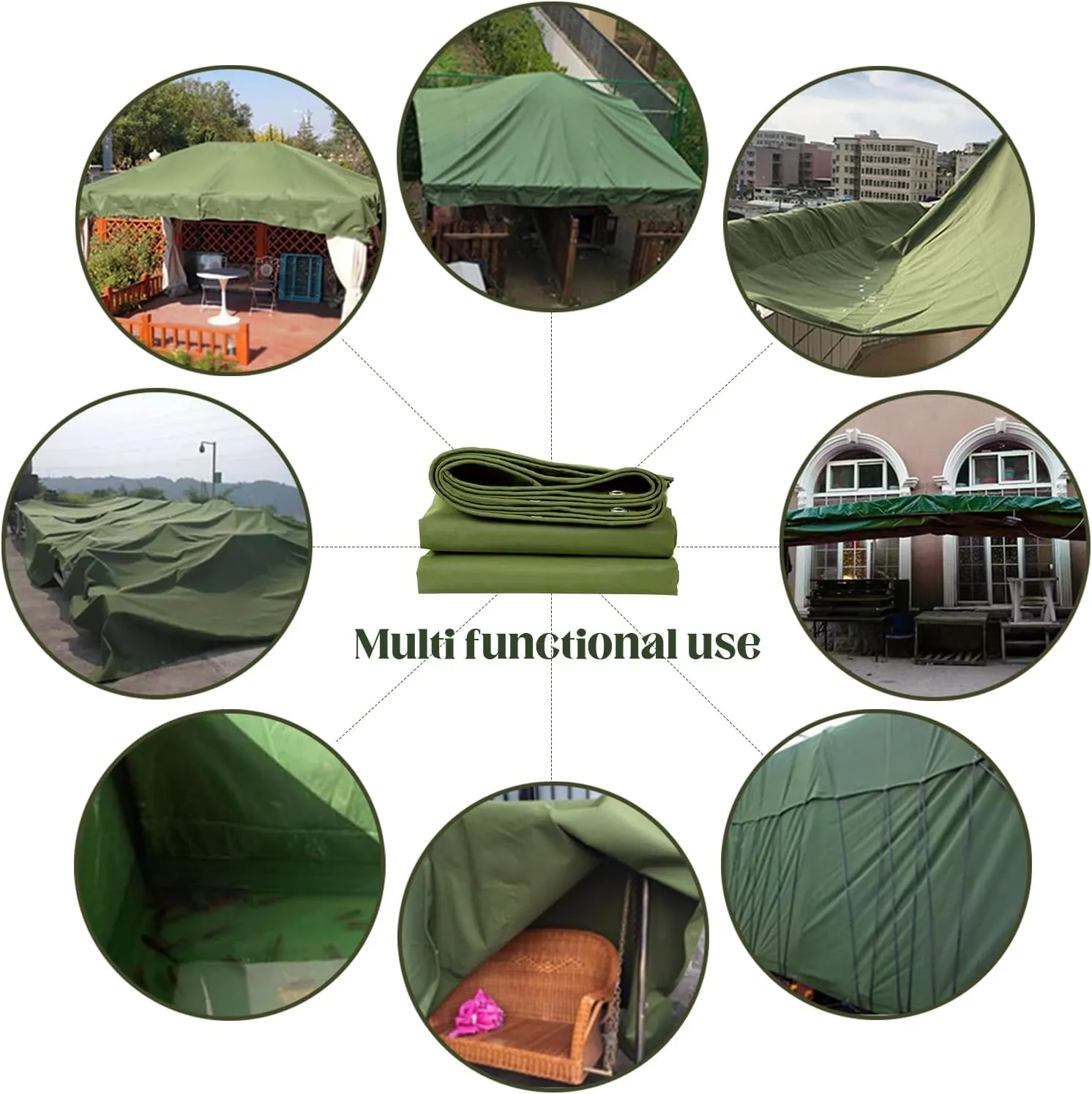 Tarp Canvas,Heavy Duty Waterproof Tarp,UV & Water Resistant Outdoor Canvas Cover for Truck, Boat, Camping, Firewood, Multi-Purpose Tarpaulin, Weatherproof Tarp for Car (13.1 x 16.4 Feet)