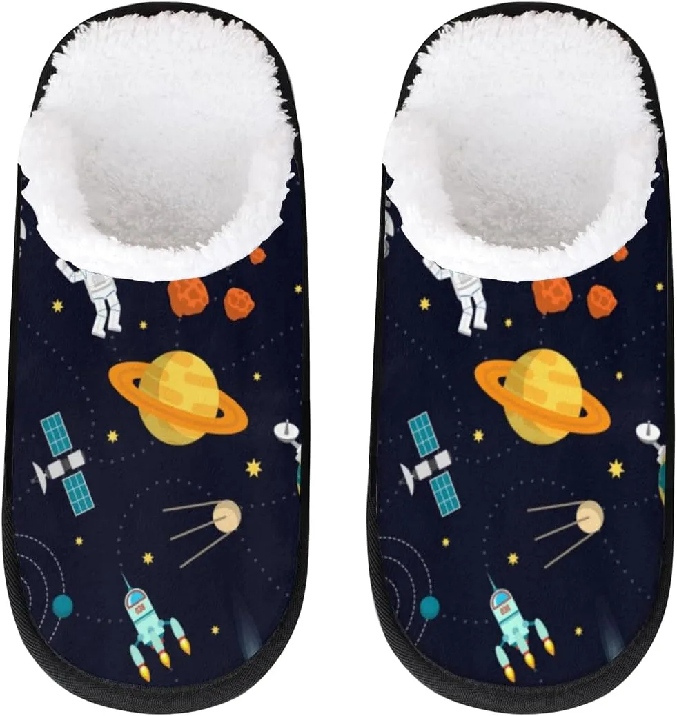 Tavisto Cosmic Space Planet Cozy Plush Lined Slippers - Cute Designs, Durable & Non-Slip Soles - Women's & Men's Indoor House Slippers_L