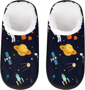 Tavisto Cosmic Space Planet Cozy Plush Lined Slippers - Cute Designs, Durable & Non-Slip Soles - Women's & Men's Indoor House Slippers_L