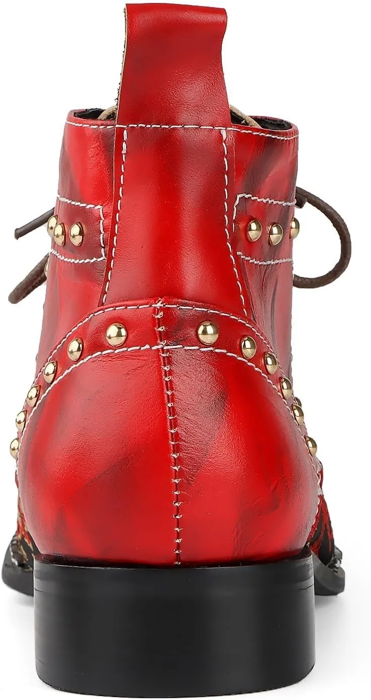 TAYGUM Ankle Boots for Men Holiday Show Party Club Business for Office The First Layer of Cowhide Genuine Leather(4US)