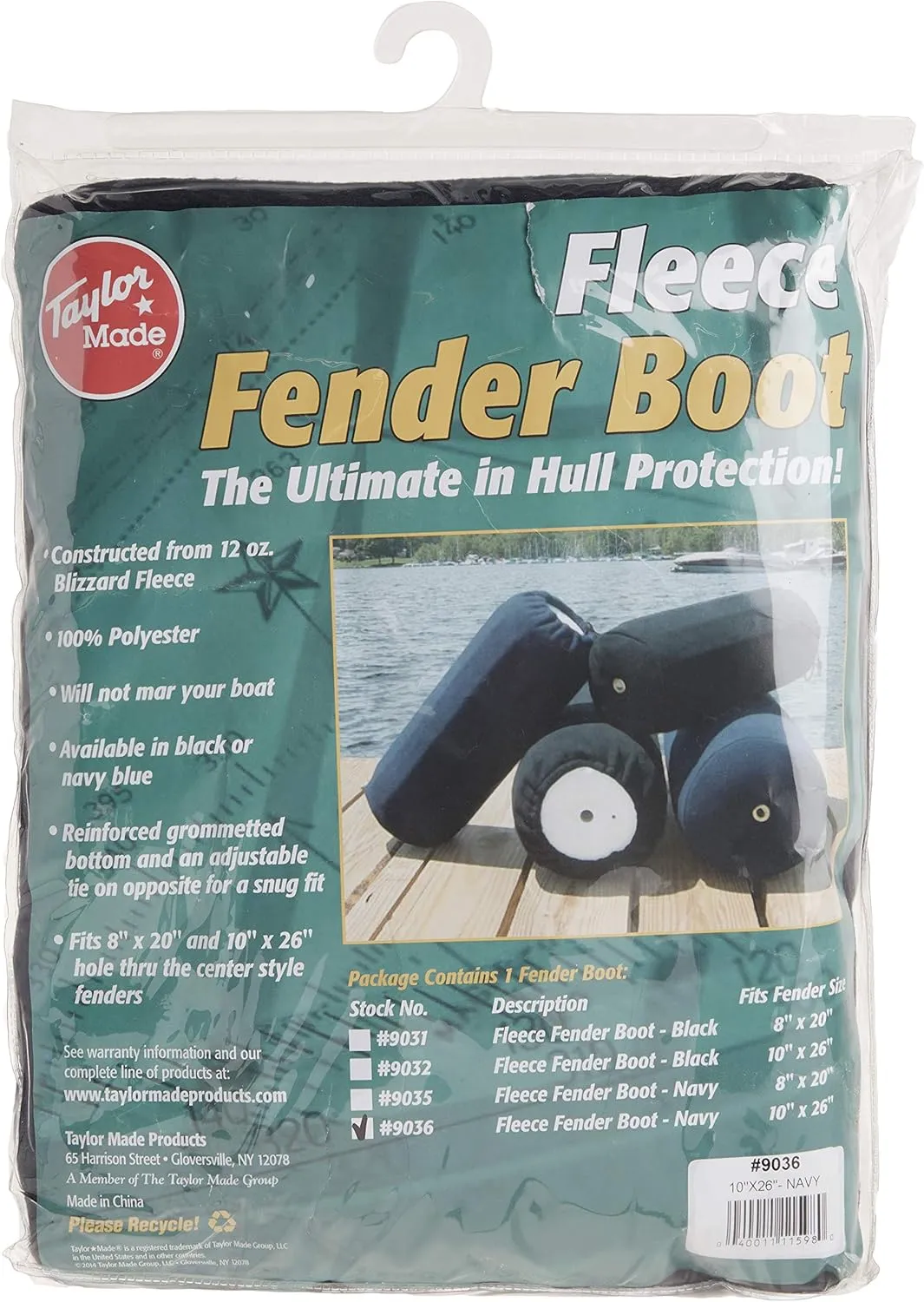 Taylor Made Products Fleece Boat Fender Cover for Center Rope Tube Style Fenders (10" x 26")