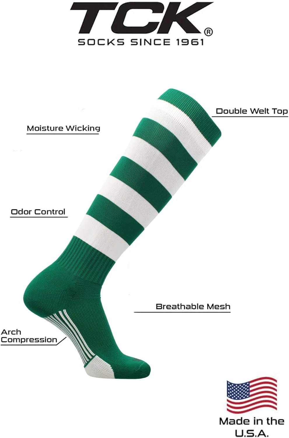 TCK Winger Hoop Rugby Socks with Stripes for Men Soccer Socks