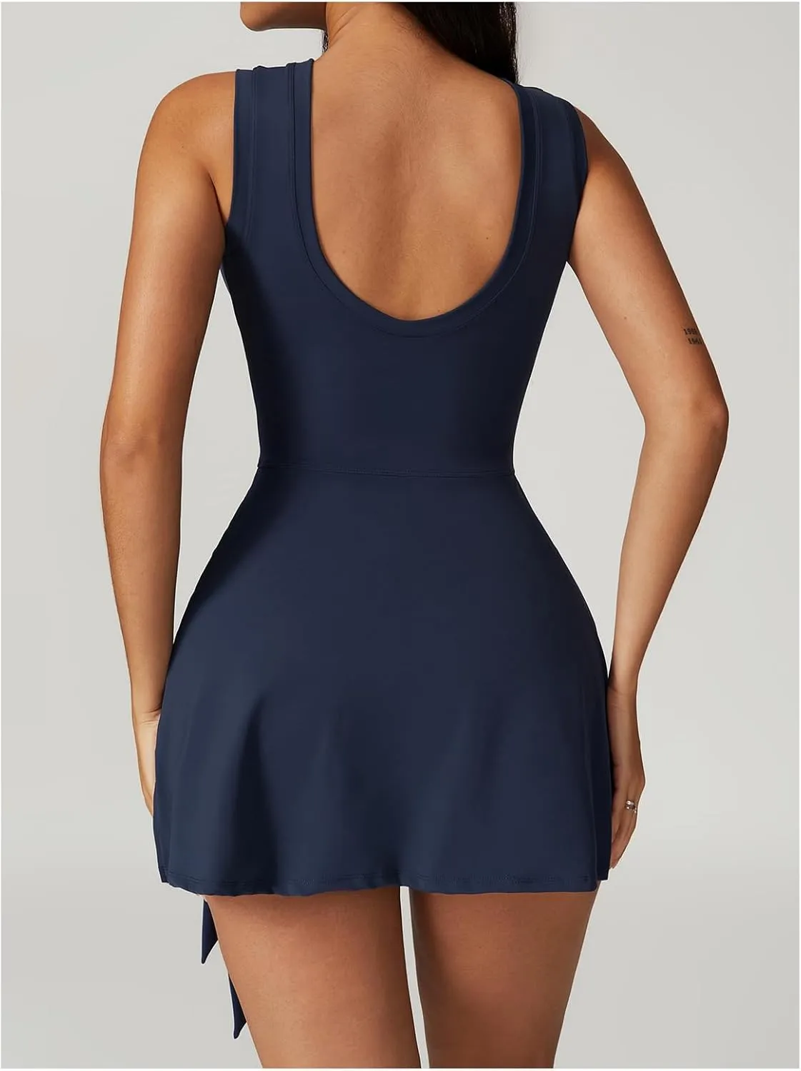 Tennis Dress for Women Athletic Dress with Built in Shorts Sleeveless Side Slit Golf Dress Workout Backless Dresses
