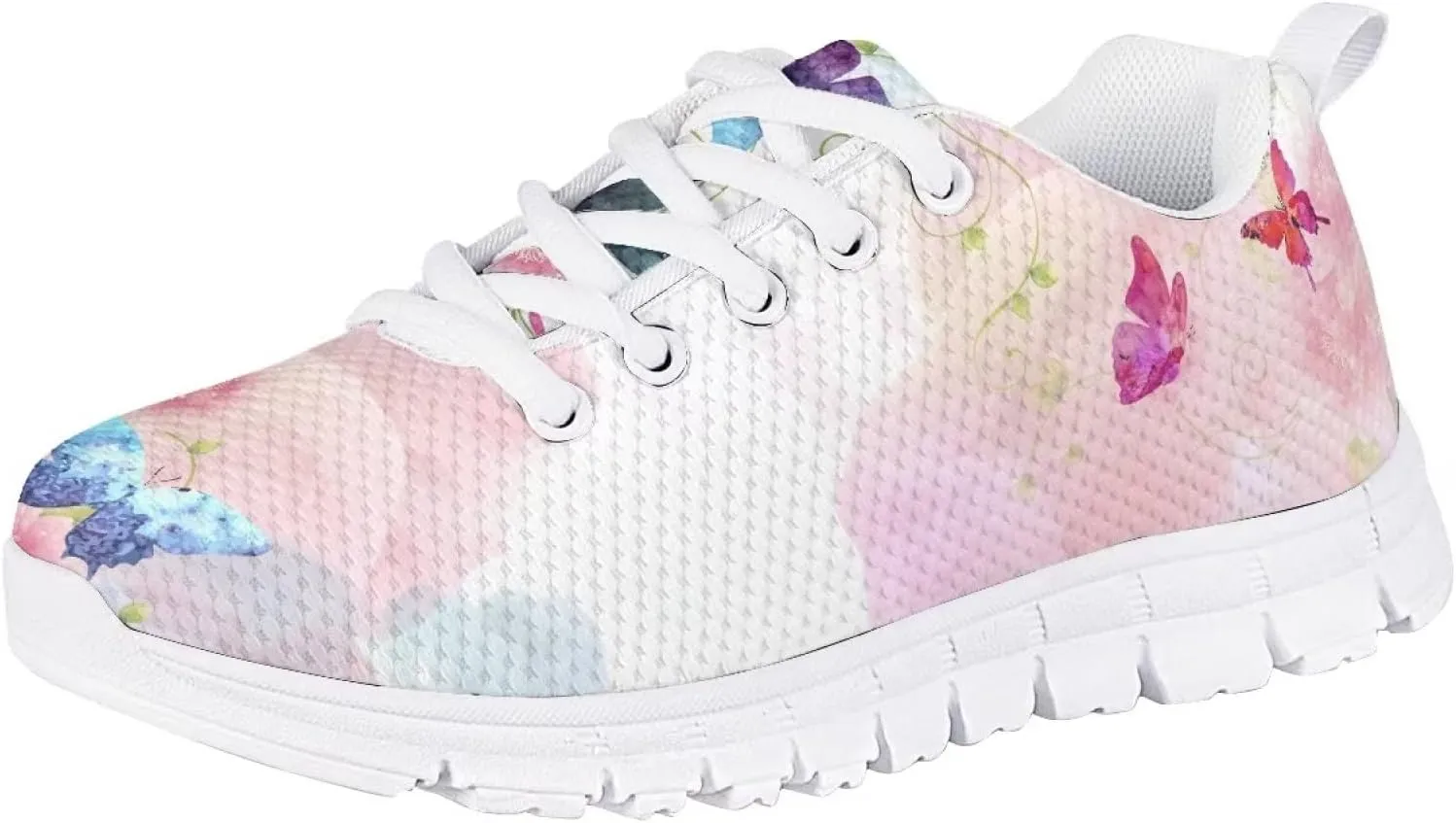 Tennis Shoes for Kids Girls Lightweight Running Sneakers Breathable Mesh Comfy Cute Print Walking Shoes