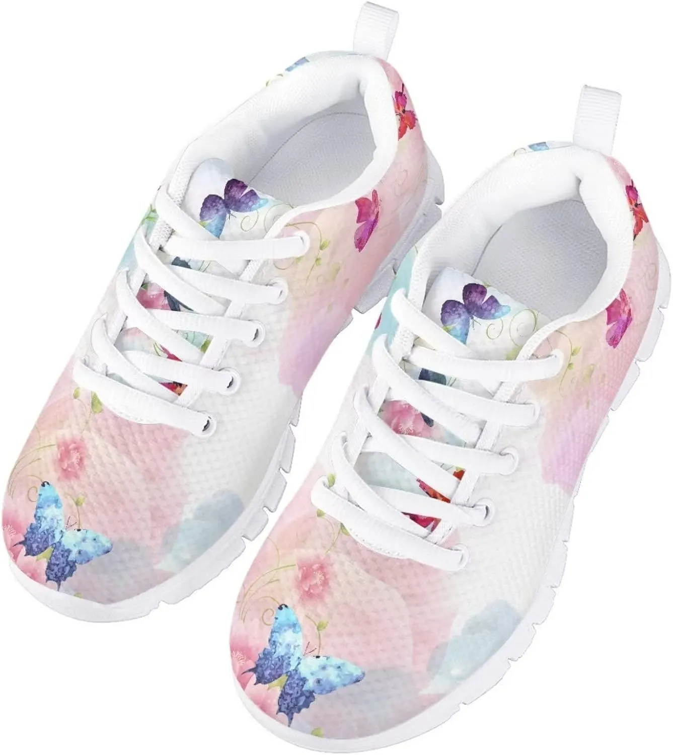 Tennis Shoes for Kids Girls Lightweight Running Sneakers Breathable Mesh Comfy Cute Print Walking Shoes
