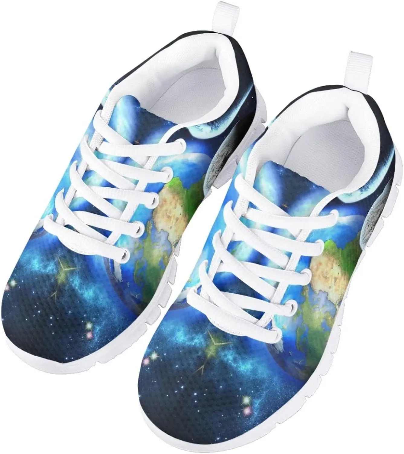 Tennis Shoes for Kids Girls Lightweight Running Sneakers Breathable Mesh Comfy Cute Print Walking Shoes
