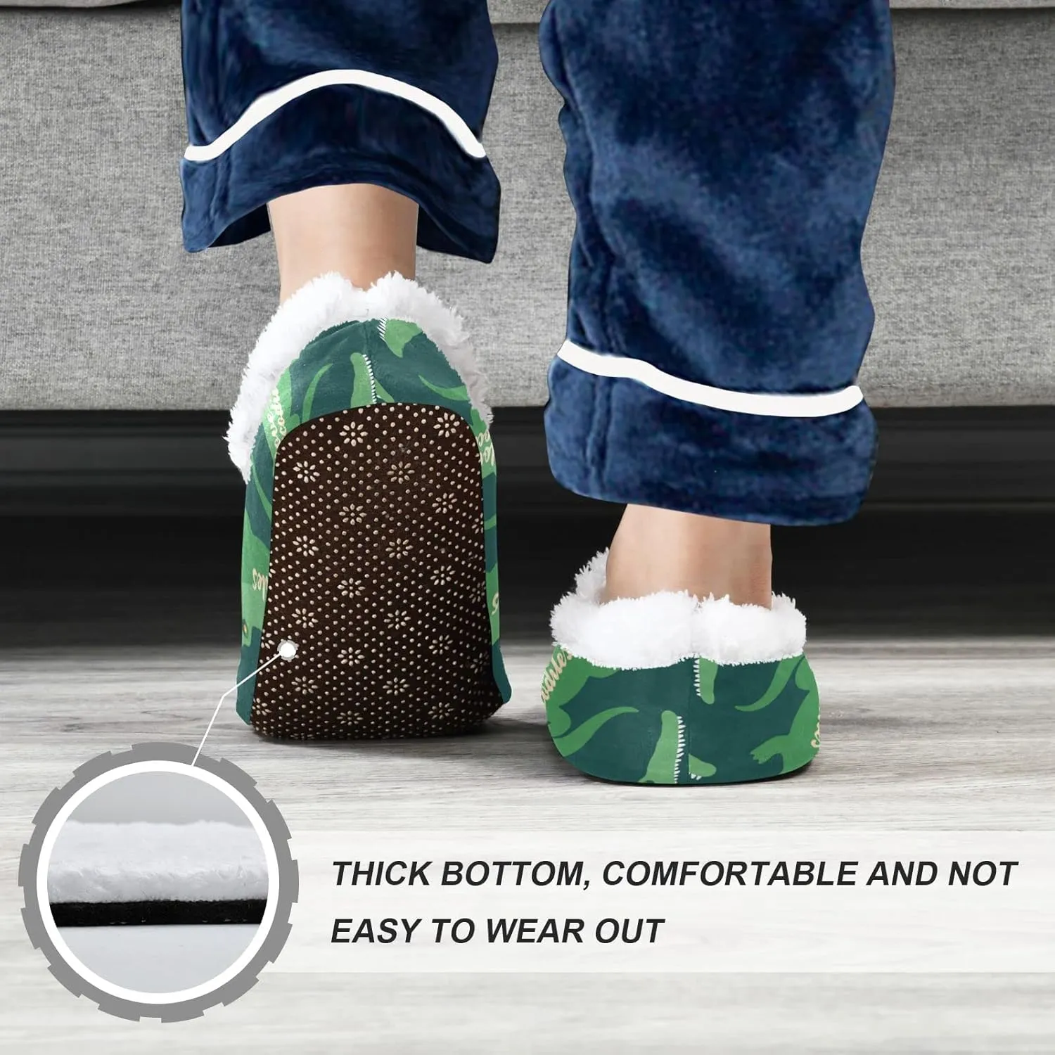 The Most Wonderful Time Kids House Slippers Red Green Buffalo Plaid Boys Closed Back Fuzzy Feet Slippers Girls Coral Fleece Slipper Socks No Skid Warm Cozy Home Slippers For Indoor Outdoor Winter