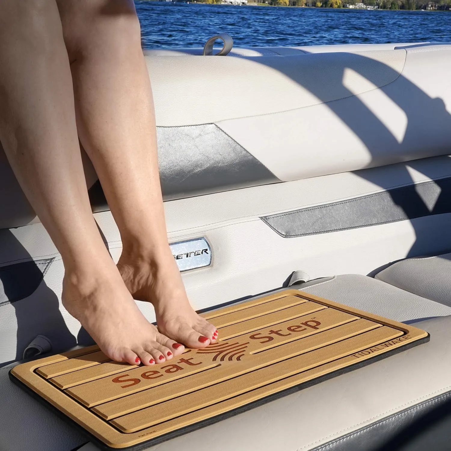 Tidal Wake Seat Step Non-Slip Marine Mat– Protects Boat Seats & Upholstery from Rips, Dirt & Wear from Stepping on Seats-ideal for Cushions, Seat Covers, Vinyl Upholstery. (Brown/Black)