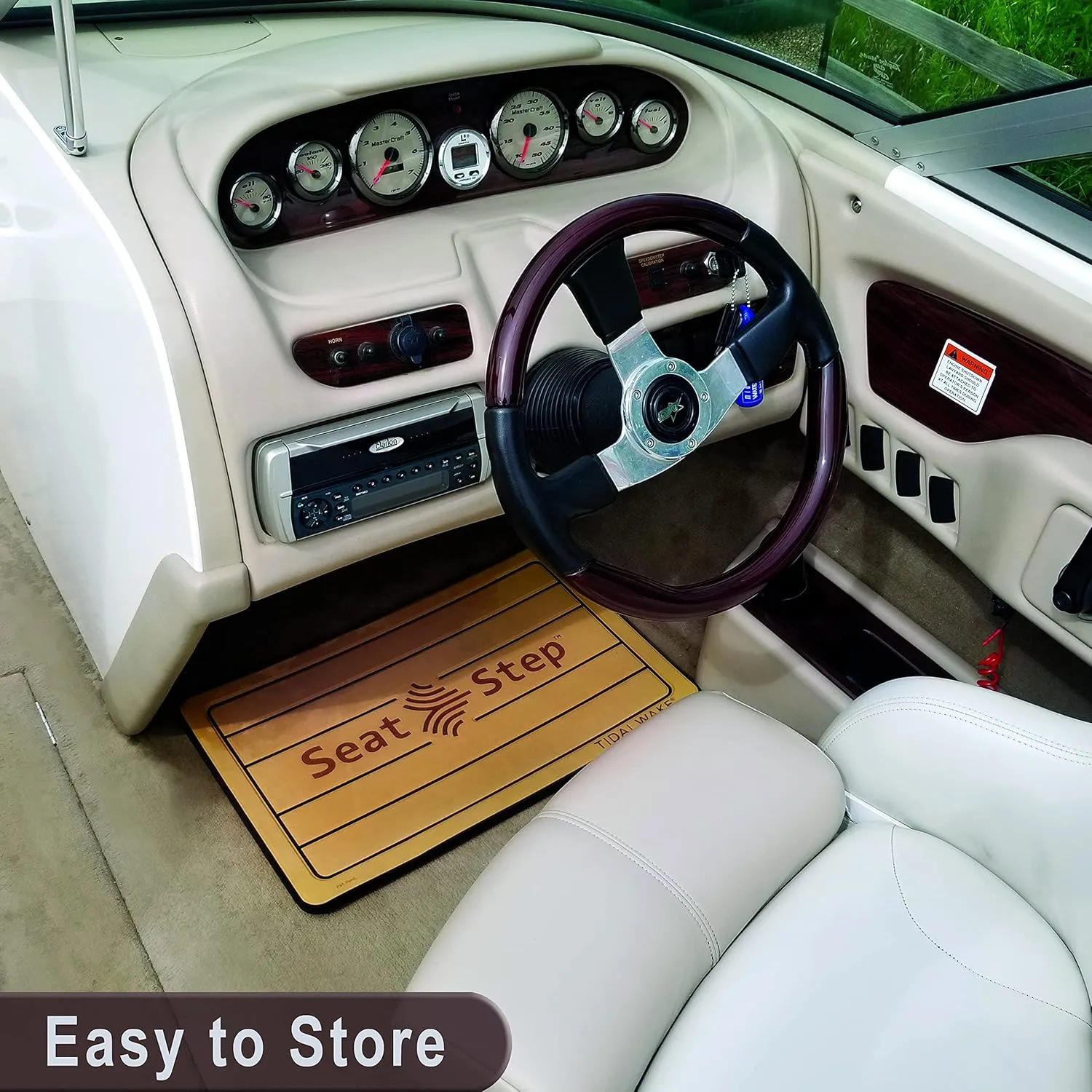 Tidal Wake Seat Step Non-Slip Marine Mat– Protects Boat Seats & Upholstery from Rips, Dirt & Wear from Stepping on Seats-ideal for Cushions, Seat Covers, Vinyl Upholstery. (Brown/Black)