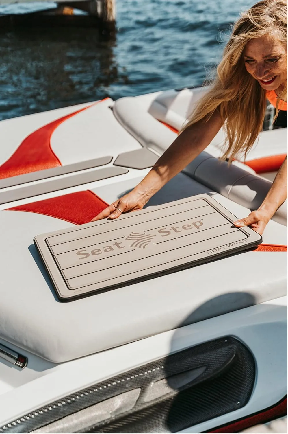 Tidal Wake Seat Step Non-Slip Marine Mat– Protects Boat Seats & Upholstery from Rips, Dirt & Wear from Stepping on Seats-ideal for Cushions, Seat Covers, Vinyl Upholstery. (Brown/Black)