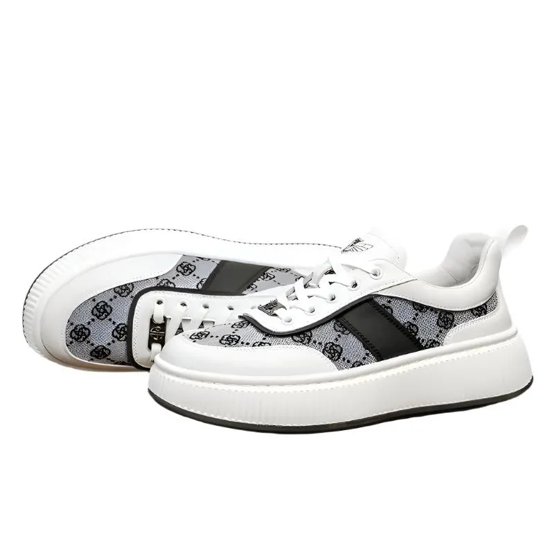 TNV Casual Leather Shoes Genuine Leather Thick Bottom Sneakers Laces Up  Breathable DS2330