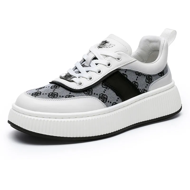 TNV Casual Leather Shoes Genuine Leather Thick Bottom Sneakers Laces Up  Breathable DS2330