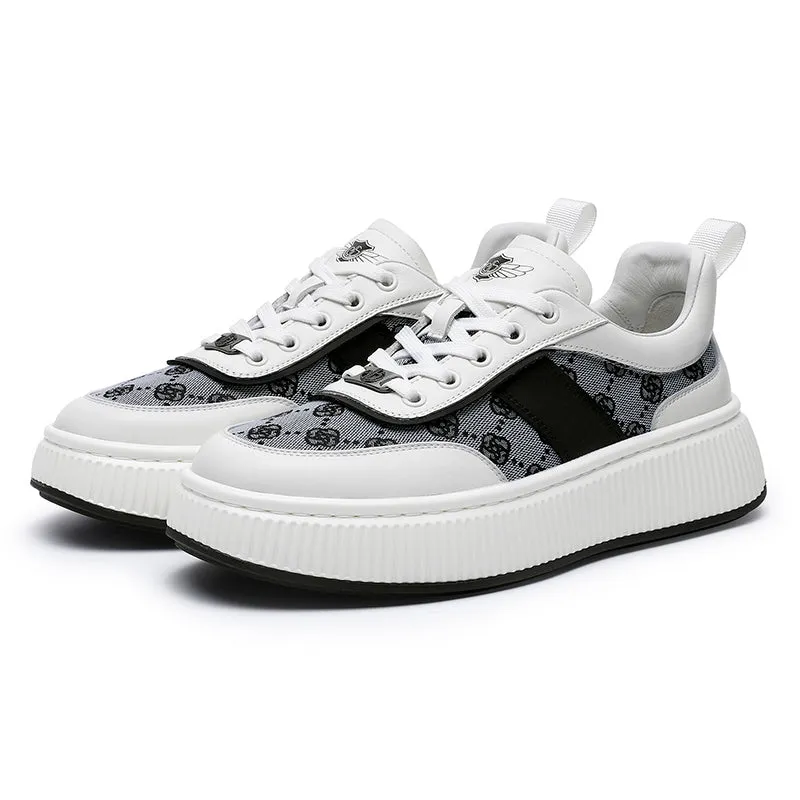 TNV Casual Leather Shoes Genuine Leather Thick Bottom Sneakers Laces Up  Breathable DS2330