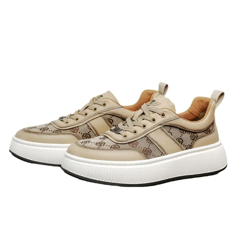 TNV Casual Leather Shoes Genuine Leather Thick Bottom Sneakers Laces Up  Breathable DS2330