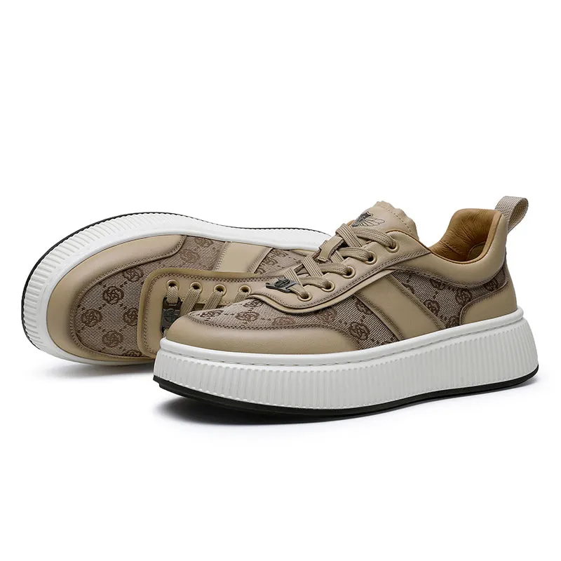 TNV Casual Leather Shoes Genuine Leather Thick Bottom Sneakers Laces Up  Breathable DS2330