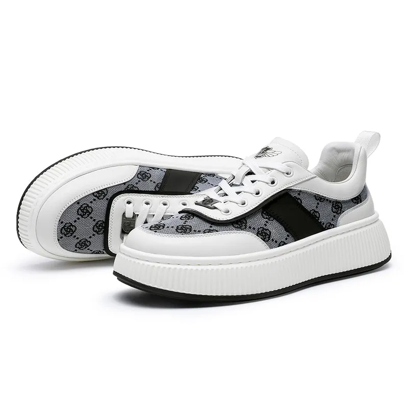 TNV Casual Leather Shoes Genuine Leather Thick Bottom Sneakers Laces Up  Breathable DS2330