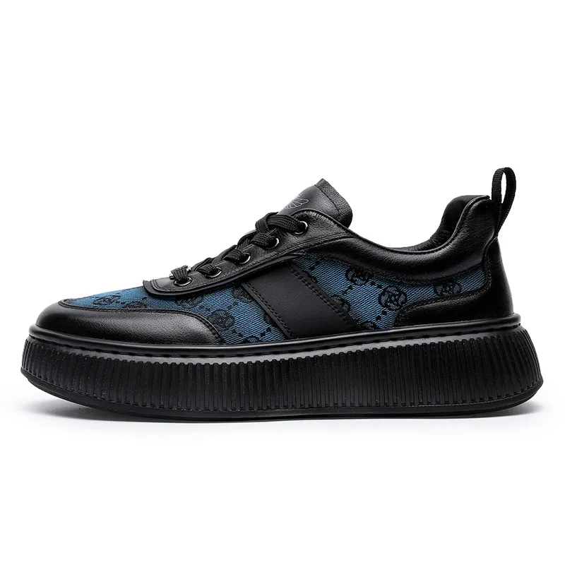TNV Casual Leather Shoes Genuine Leather Thick Bottom Sneakers Laces Up  Breathable DS2330