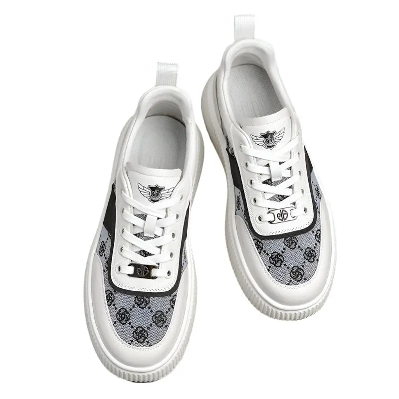 TNV Casual Leather Shoes Genuine Leather Thick Bottom Sneakers Laces Up  Breathable DS2330