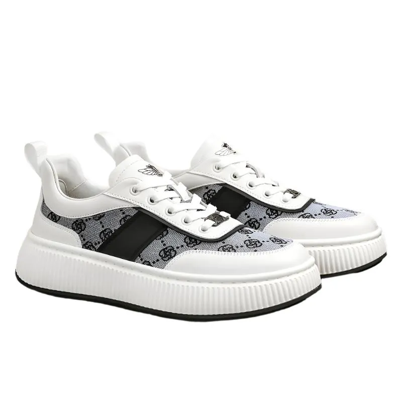 TNV Casual Leather Shoes Genuine Leather Thick Bottom Sneakers Laces Up  Breathable DS2330