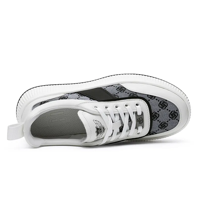 TNV Casual Leather Shoes Genuine Leather Thick Bottom Sneakers Laces Up  Breathable DS2330