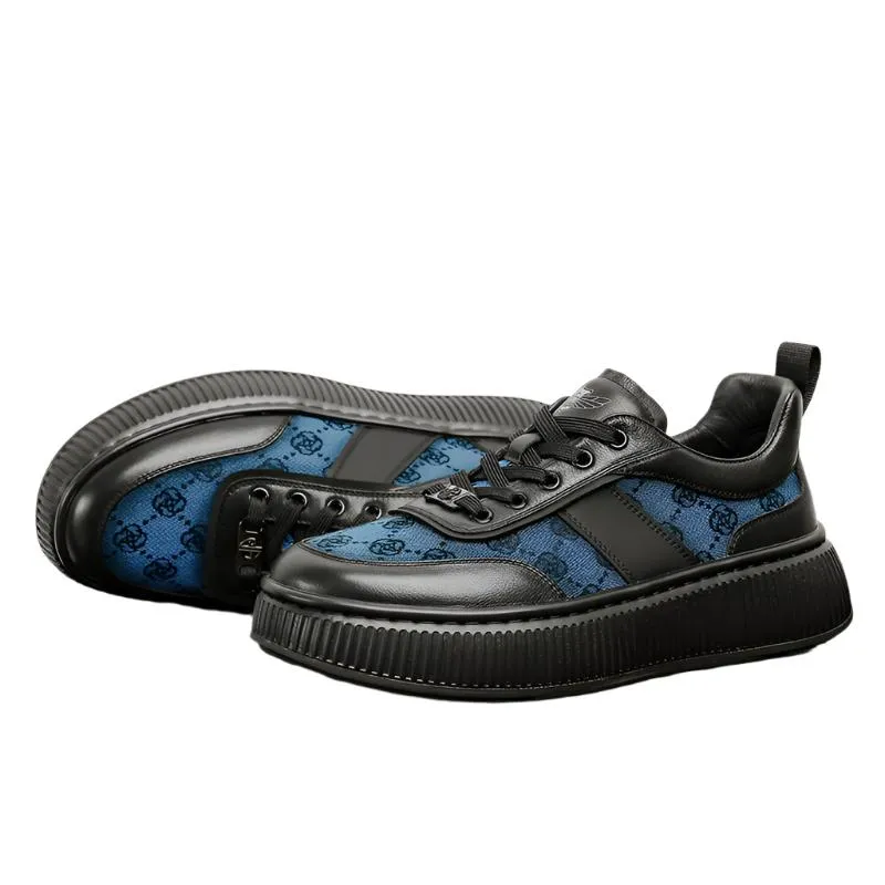 TNV Casual Leather Shoes Genuine Leather Thick Bottom Sneakers Laces Up  Breathable DS2330