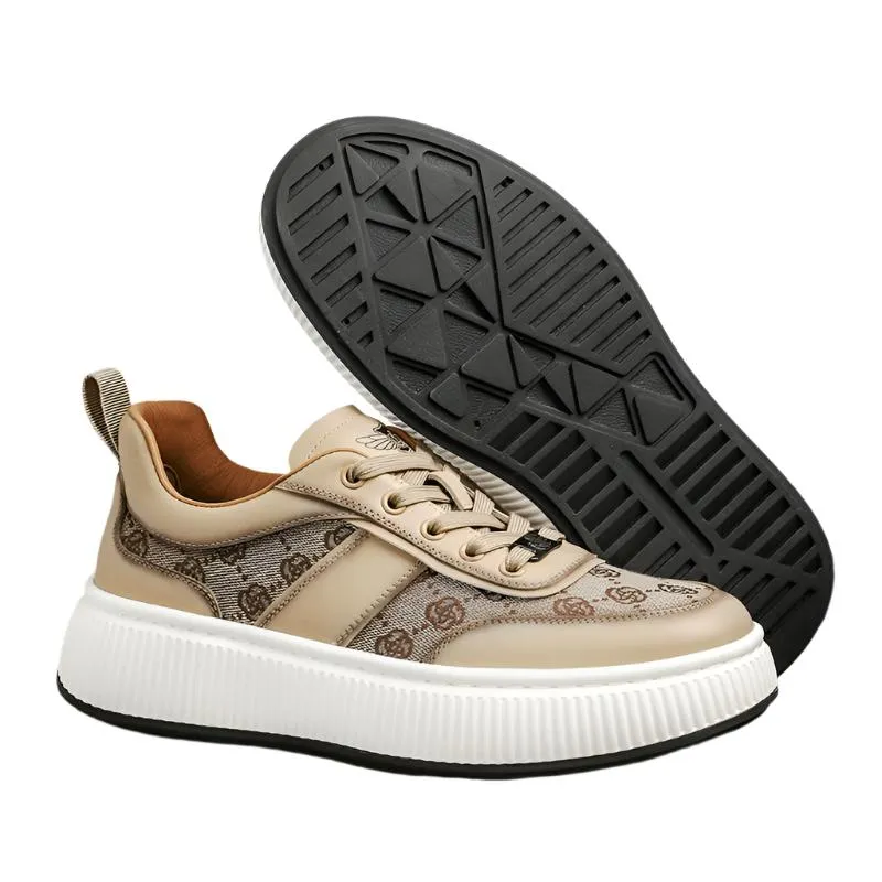 TNV Casual Leather Shoes Genuine Leather Thick Bottom Sneakers Laces Up  Breathable DS2330