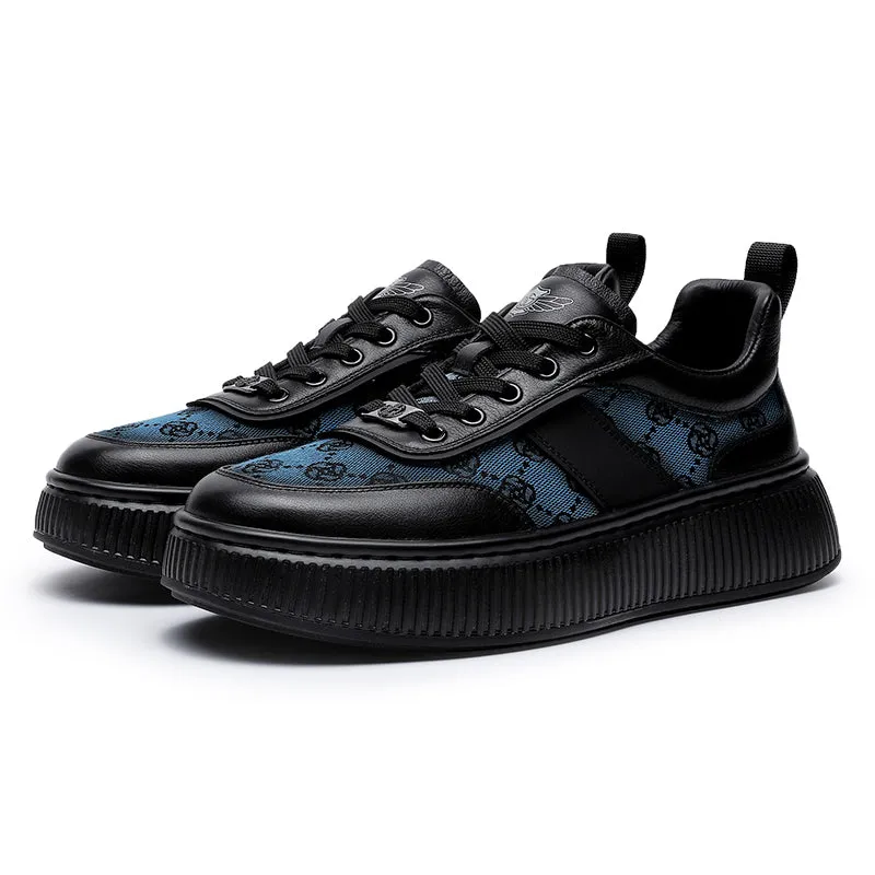 TNV Casual Leather Shoes Genuine Leather Thick Bottom Sneakers Laces Up  Breathable DS2330
