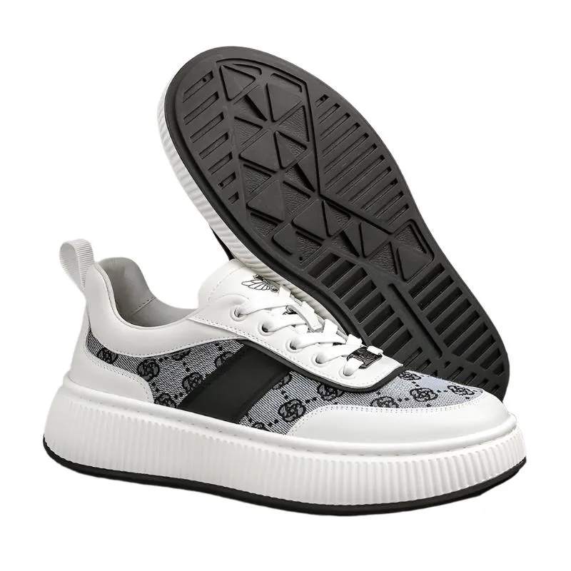 TNV Casual Leather Shoes Genuine Leather Thick Bottom Sneakers Laces Up  Breathable DS2330