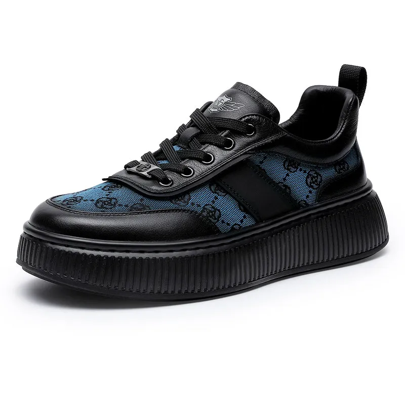 TNV Casual Leather Shoes Genuine Leather Thick Bottom Sneakers Laces Up  Breathable DS2330