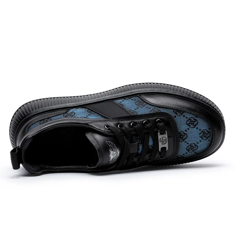 TNV Casual Leather Shoes Genuine Leather Thick Bottom Sneakers Laces Up  Breathable DS2330