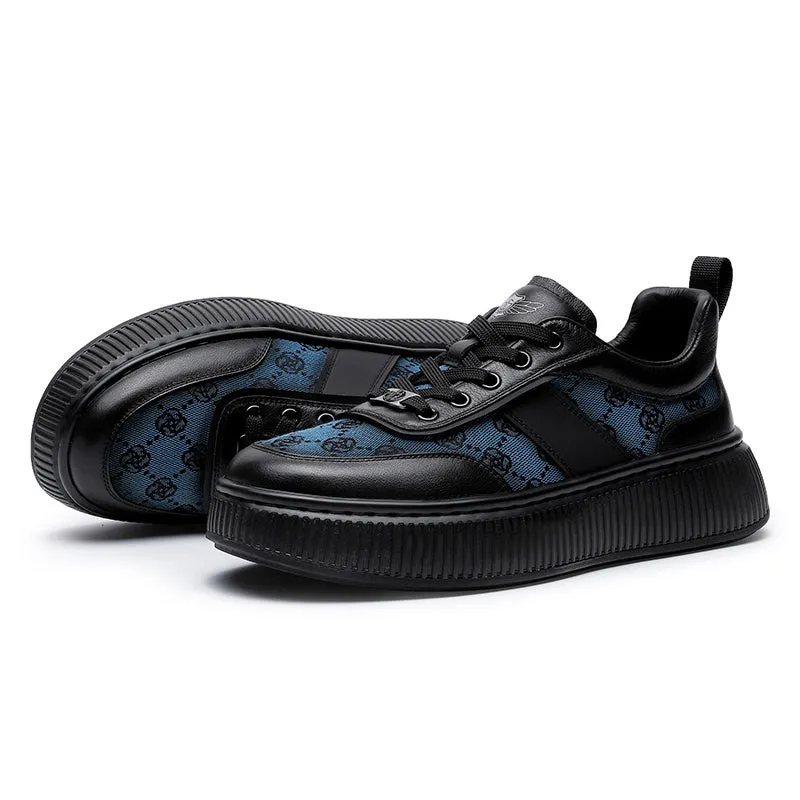 TNV Casual Leather Shoes Genuine Leather Thick Bottom Sneakers Laces Up  Breathable DS2330