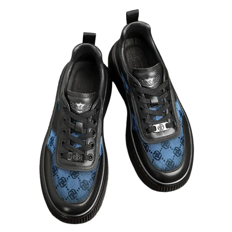 TNV Casual Leather Shoes Genuine Leather Thick Bottom Sneakers Laces Up  Breathable DS2330