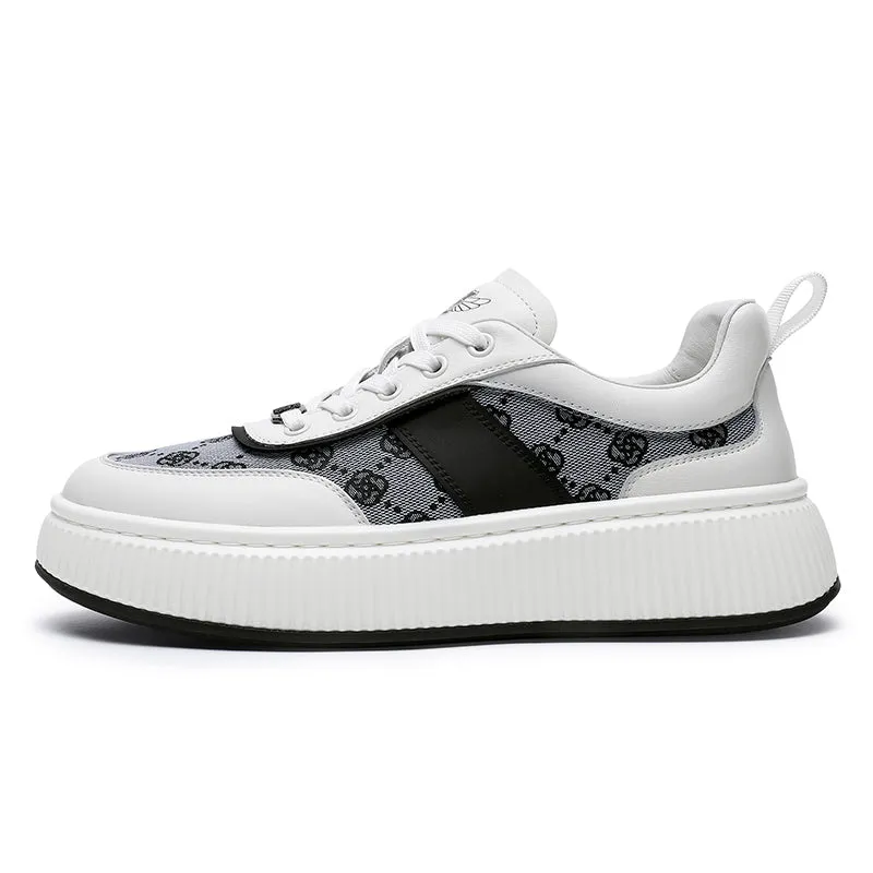 TNV Casual Leather Shoes Genuine Leather Thick Bottom Sneakers Laces Up  Breathable DS2330