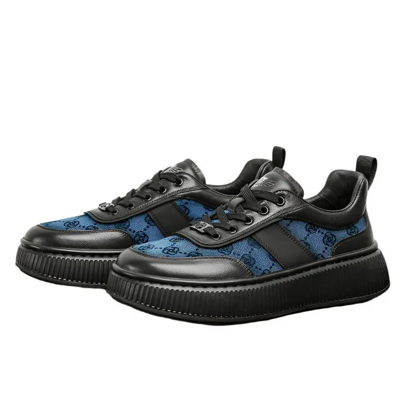TNV Casual Leather Shoes Genuine Leather Thick Bottom Sneakers Laces Up  Breathable DS2330
