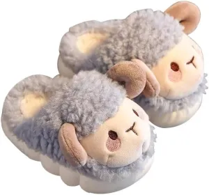Toddler Boys Girls Lovely Cartoon Sheep Warm Winter Slippers for Indoor Home Bedroom