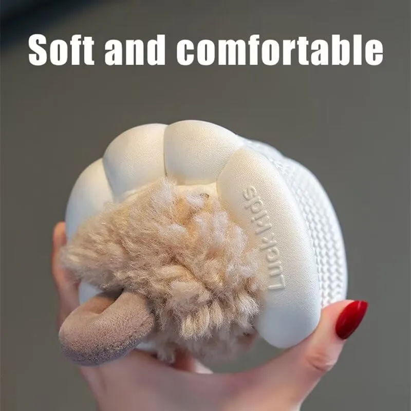 Toddler Boys Girls Lovely Cartoon Sheep Warm Winter Slippers for Indoor Home Bedroom