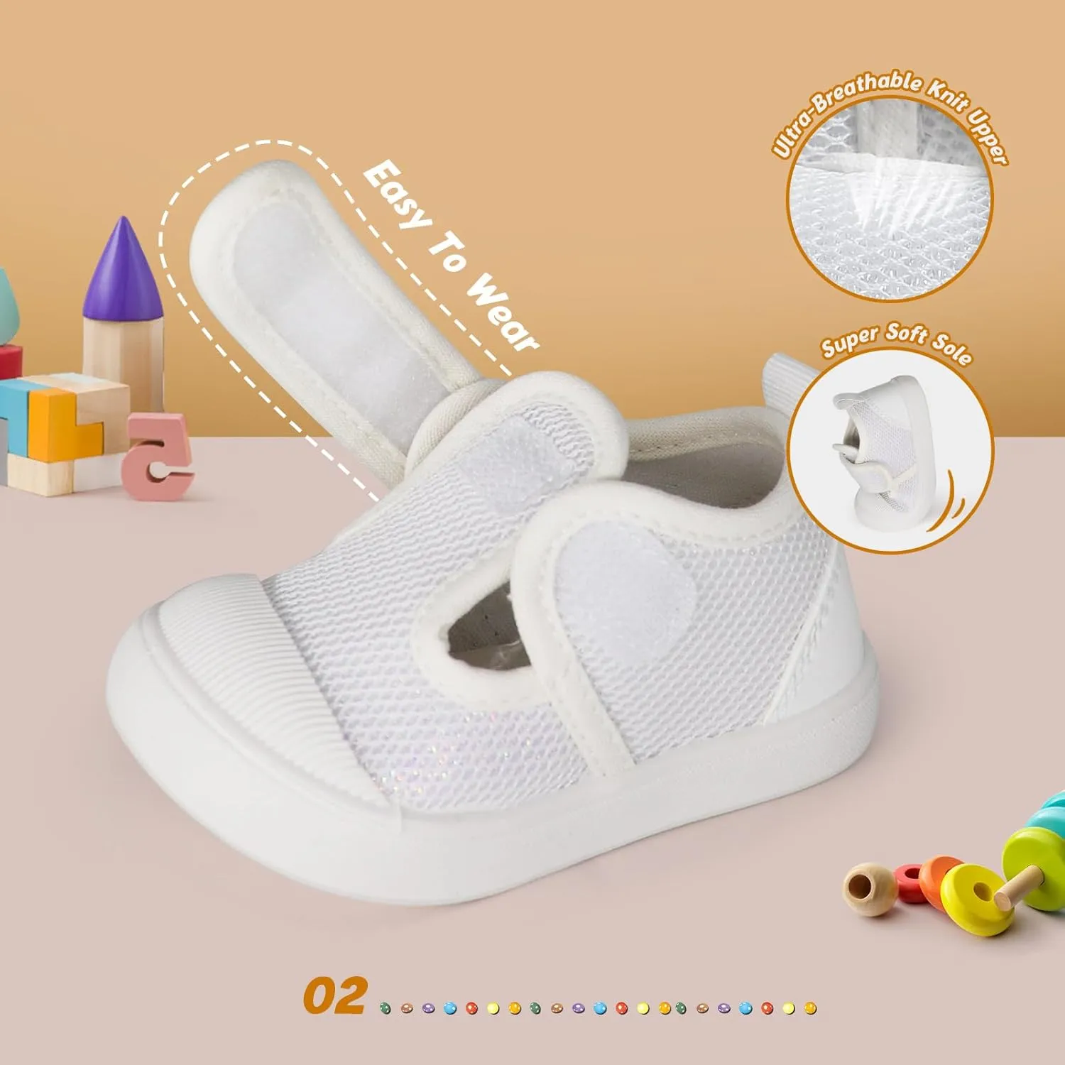 Toddler Girls Boys Shoes Kids Canvas Sneakers with Cartoon Print Adjustable Strap