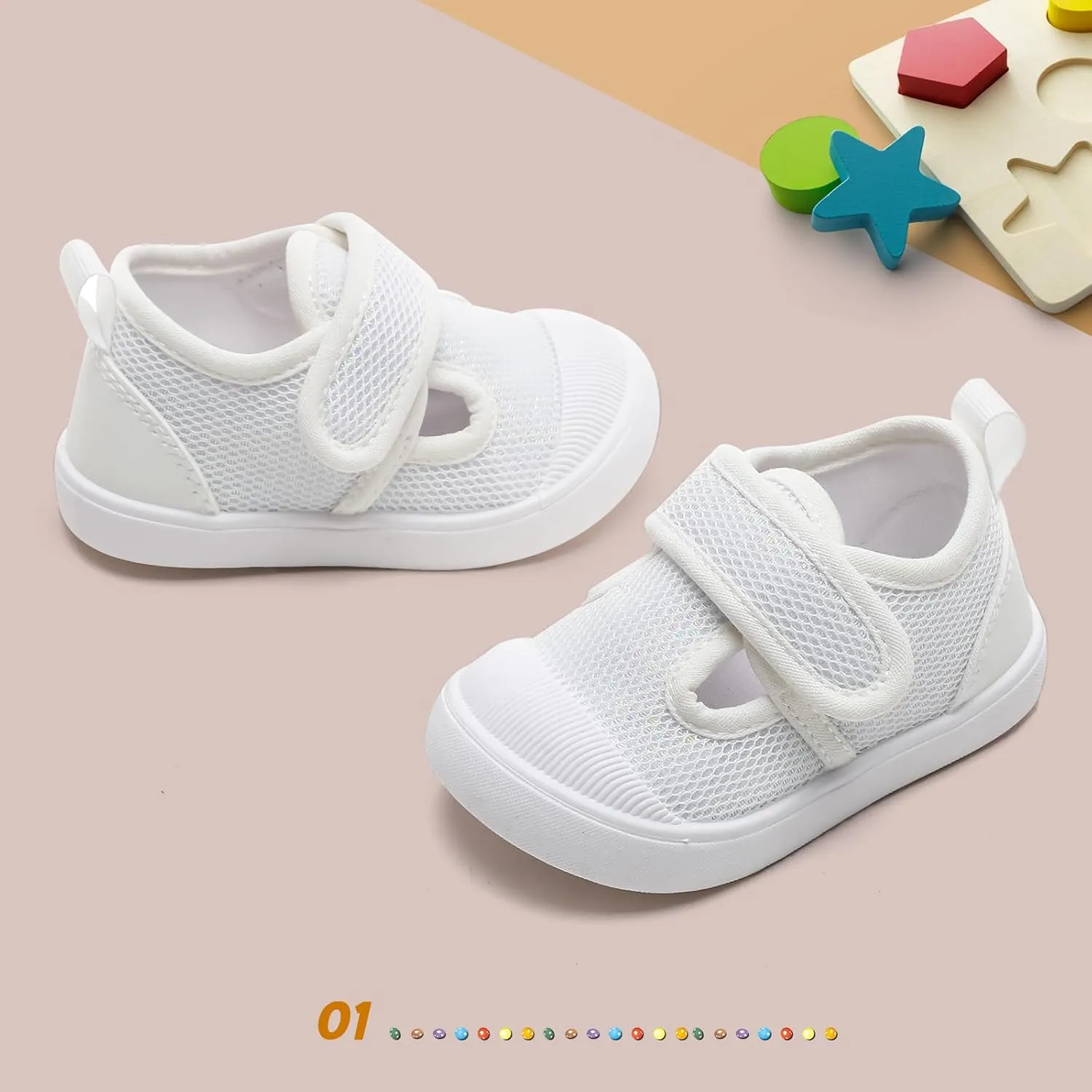 Toddler Girls Boys Shoes Kids Canvas Sneakers with Cartoon Print Adjustable Strap