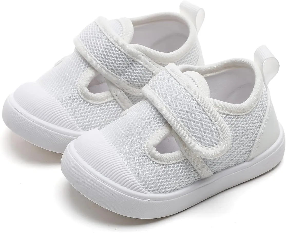 Toddler Girls Boys Shoes Kids Canvas Sneakers with Cartoon Print Adjustable Strap
