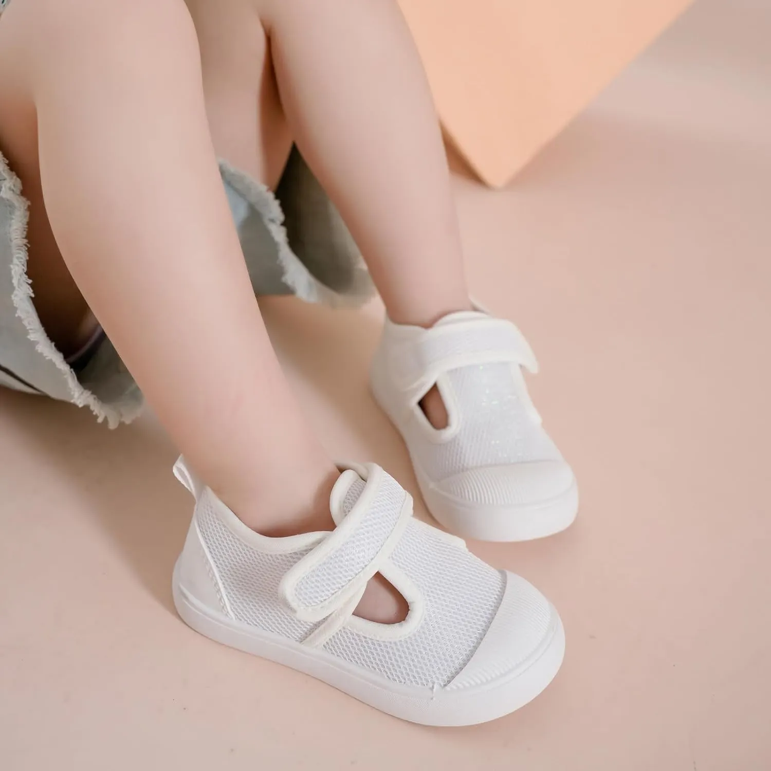 Toddler Girls Boys Shoes Kids Canvas Sneakers with Cartoon Print Adjustable Strap