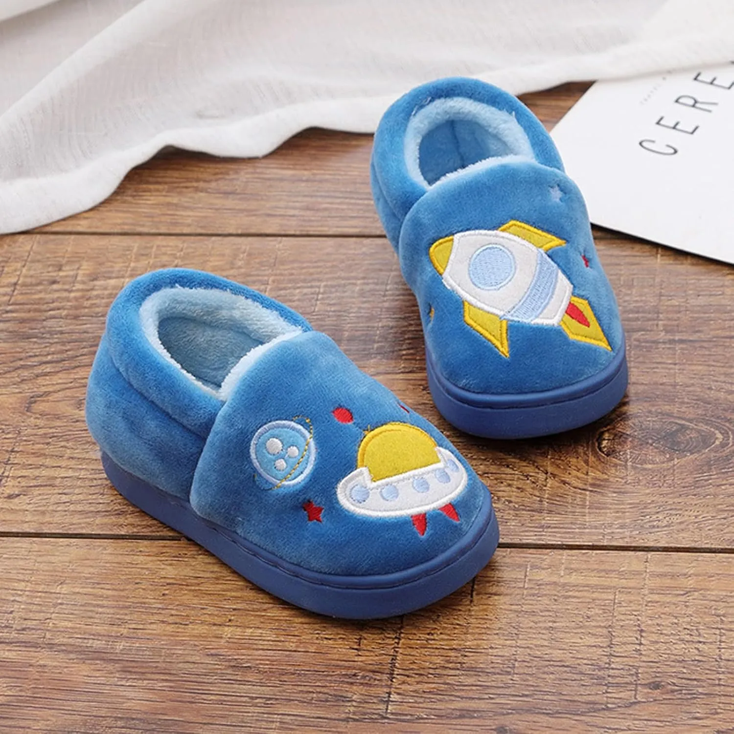 Toddler Slippers Boys Girls Little Kids House Slipper Cute Warm Soft Indoor Bedroom Shoes with Non-slip Sole