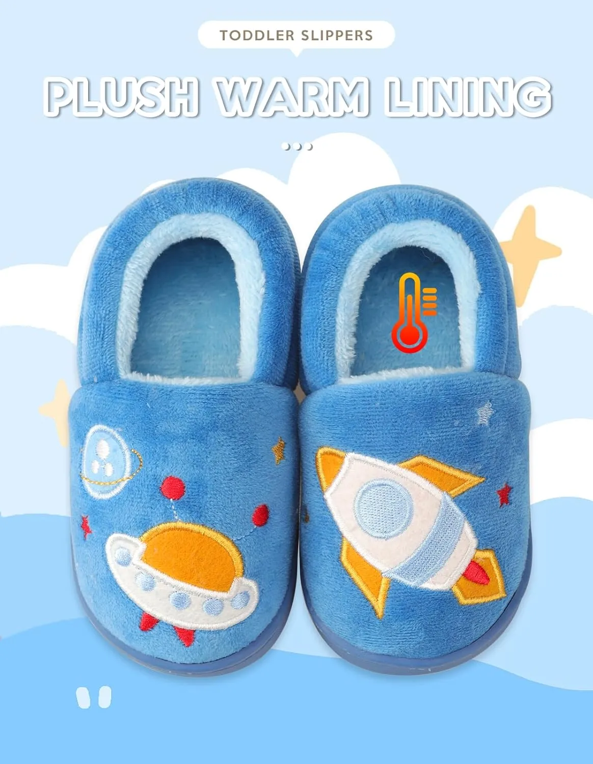 Toddler Slippers Boys Girls Little Kids House Slipper Cute Warm Soft Indoor Bedroom Shoes with Non-slip Sole