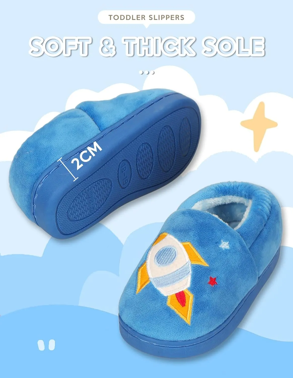 Toddler Slippers Boys Girls Little Kids House Slipper Cute Warm Soft Indoor Bedroom Shoes with Non-slip Sole