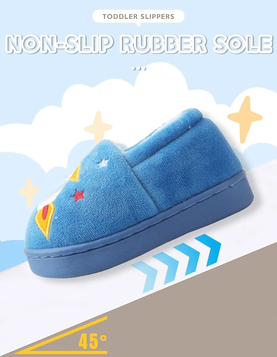 Toddler Slippers Boys Girls Little Kids House Slipper Cute Warm Soft Indoor Bedroom Shoes with Non-slip Sole
