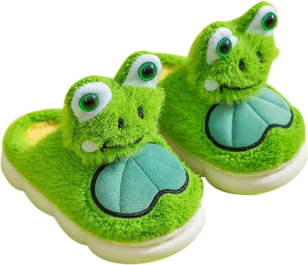 Toddler Slippers Girls Boys 3D Frog Cute Soft Plush Anti-Slip House Kids Warm Winter Cartoon Indoor Outdoor Shoes