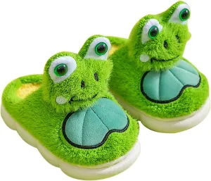 Toddler Slippers Girls Boys 3D Frog Cute Soft Plush Anti-Slip House Kids Warm Winter Cartoon Indoor Outdoor Shoes