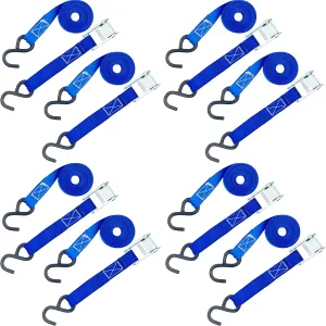 TOPSKY Cambuckle Tie Down Straps, 1 in x 10 Ft Securing Straps, 900lb Break Strength, Blue(Pack of 8)