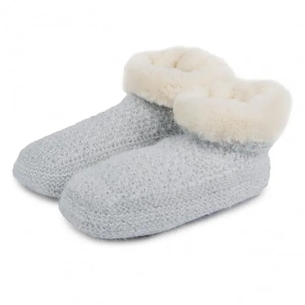 Totes Isotoner KNITTED TEXTURE Womens Bootie Grey: One Size