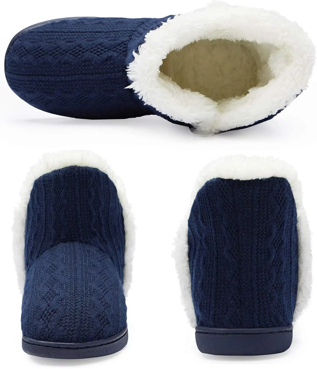 TUOBUQU Women Warm Bootie Slippers Fluffy Plush Indoor Outdoor Winter Booty Slippers