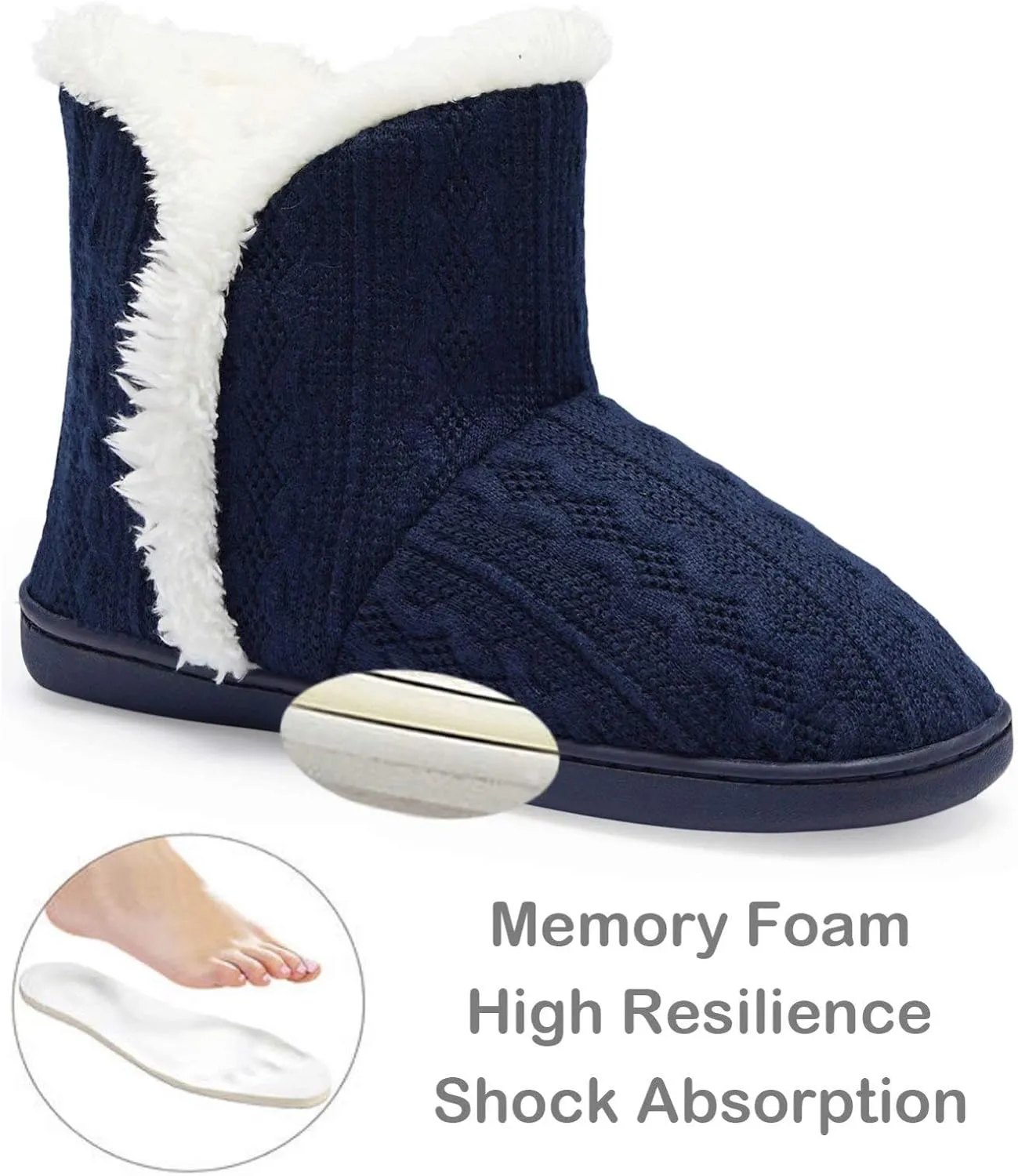 TUOBUQU Women Warm Bootie Slippers Fluffy Plush Indoor Outdoor Winter Booty Slippers